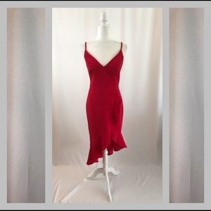 Hi-low red evening dress w/ruffle (#16)